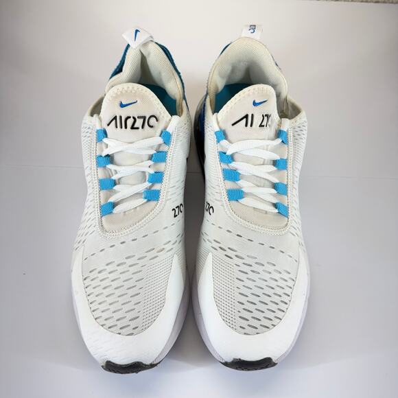 Nike Air Max 270 Running Shoes Men 9.5 White Blue AH8050-110 Low Top Lace Up Gym - Picture 6 of 11